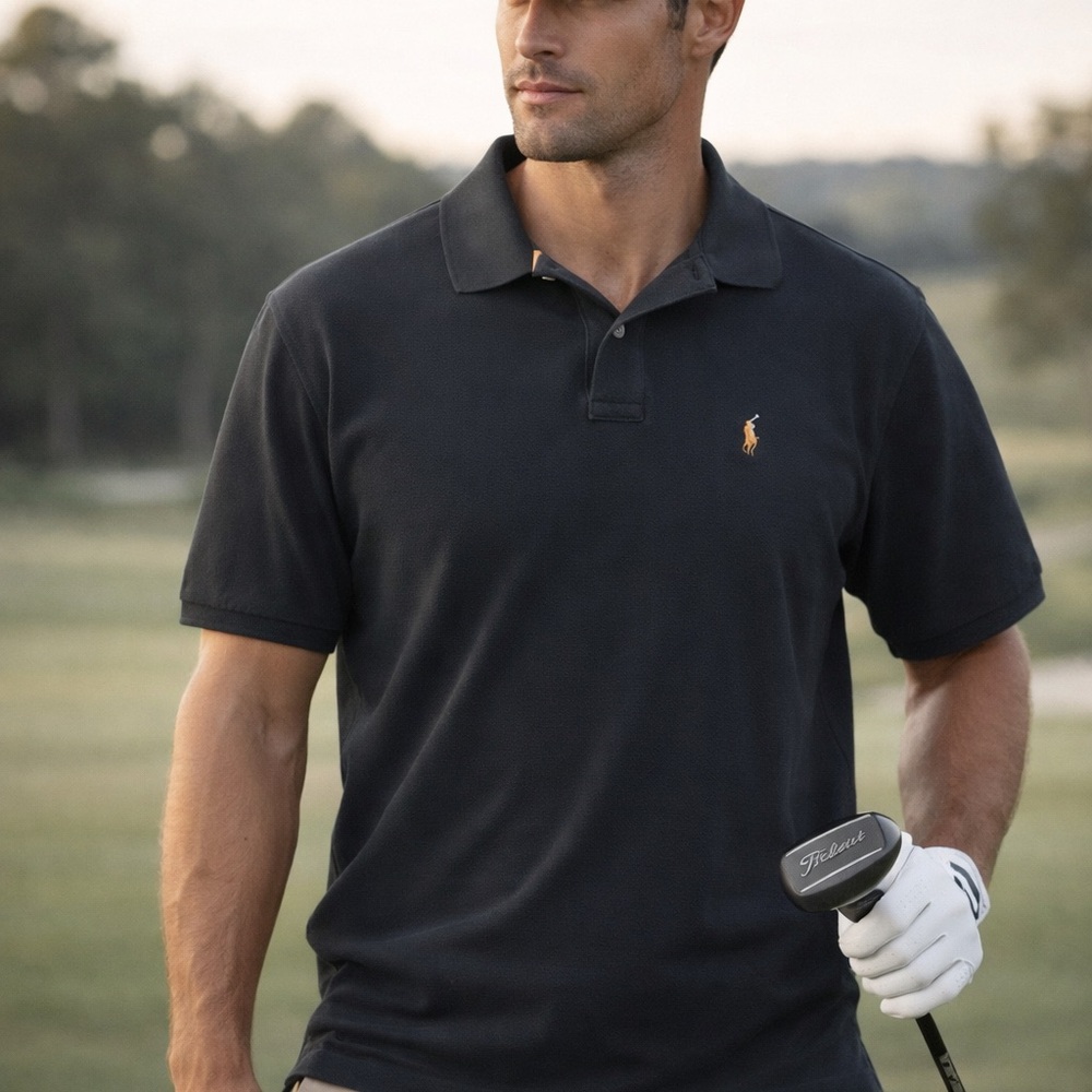 Polo Ralph Lauren Black Polo Shirt XL | Classic Golf Preppy Cotton Polo Luxury